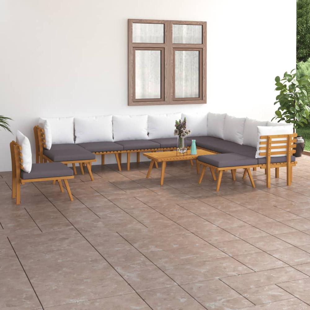 vidaXL 12 Piece Patio Lounge Set with Cushions Solid Acacia Wood, 3087020. Picture 1
