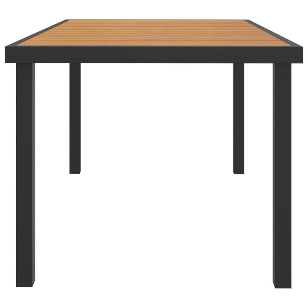 vidaXL Patio Table Brown 55.1"x35.4"x29.1" Aluminum and WPC. Picture 3