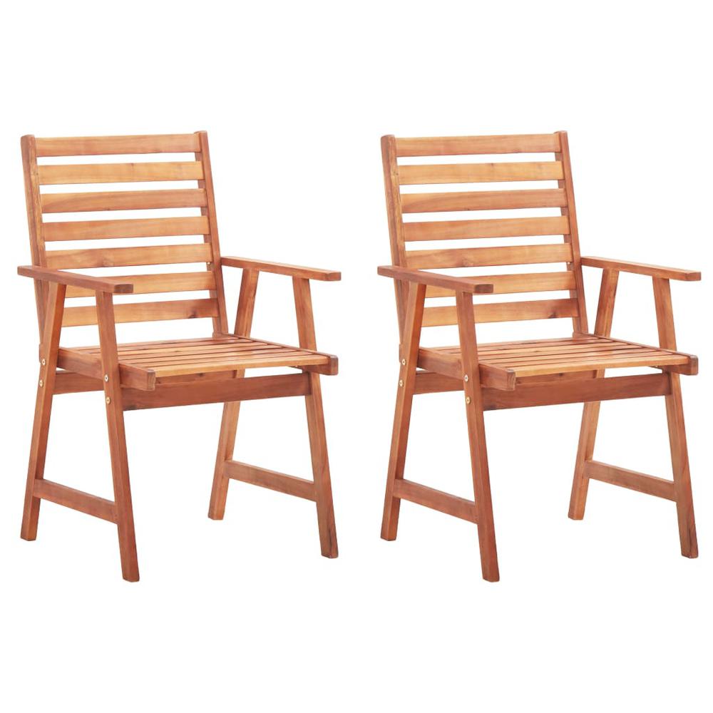 vidaXL Patio Dining Chairs 2 pcs with Cushions Solid Acacia Wood, 3064328. Picture 2