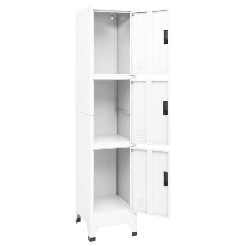 vidaXL Locker Cabinet White 15"x17.7"x70.9" Steel, 339780. Picture 3