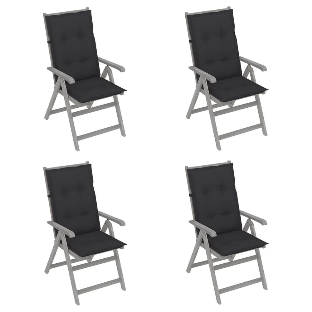 vidaXL Patio Reclining Chairs 4 pcs with Cushions Solid Acacia Wood, 3065392. Picture 1