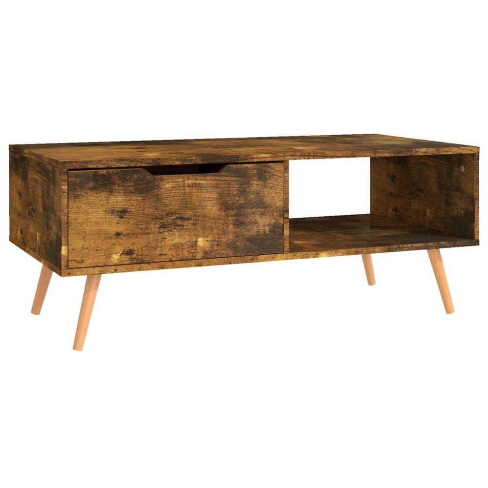 vidaXL Coffee Table Smoked Oak 39.4"x19.5"x16.9" Engineered Wood. Picture 4
