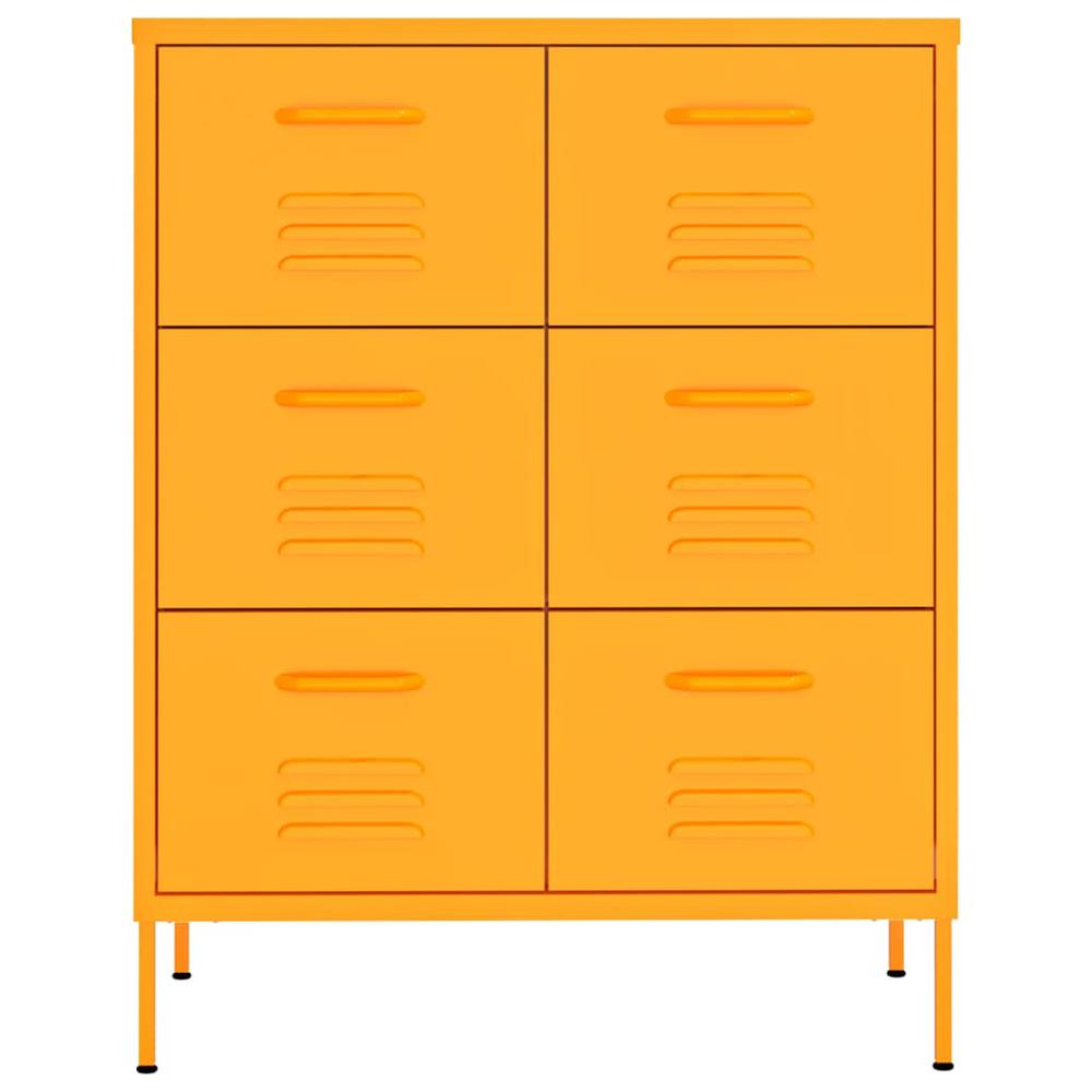 vidaXL Drawer Cabinet Mustard Yellow 31.5"x13.8"x40" Steel. Picture 3