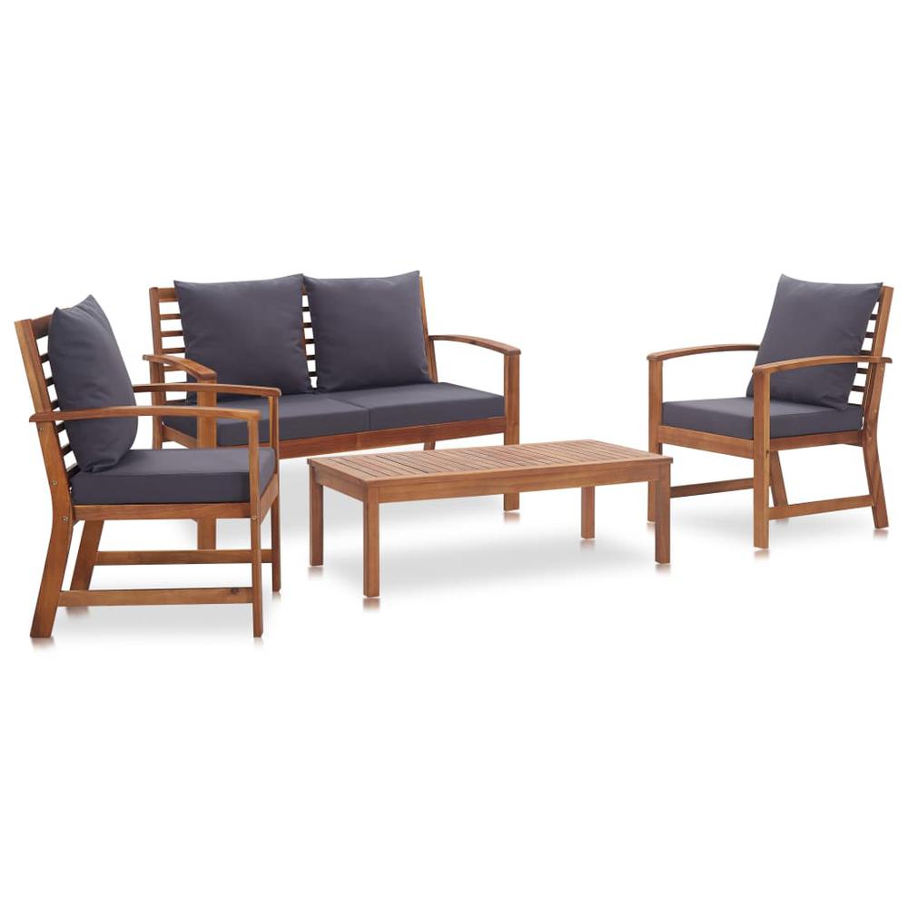 vidaXL 4 Piece Garden Lounge Set with Cushions Solid Acacia Wood, 47284. Picture 1