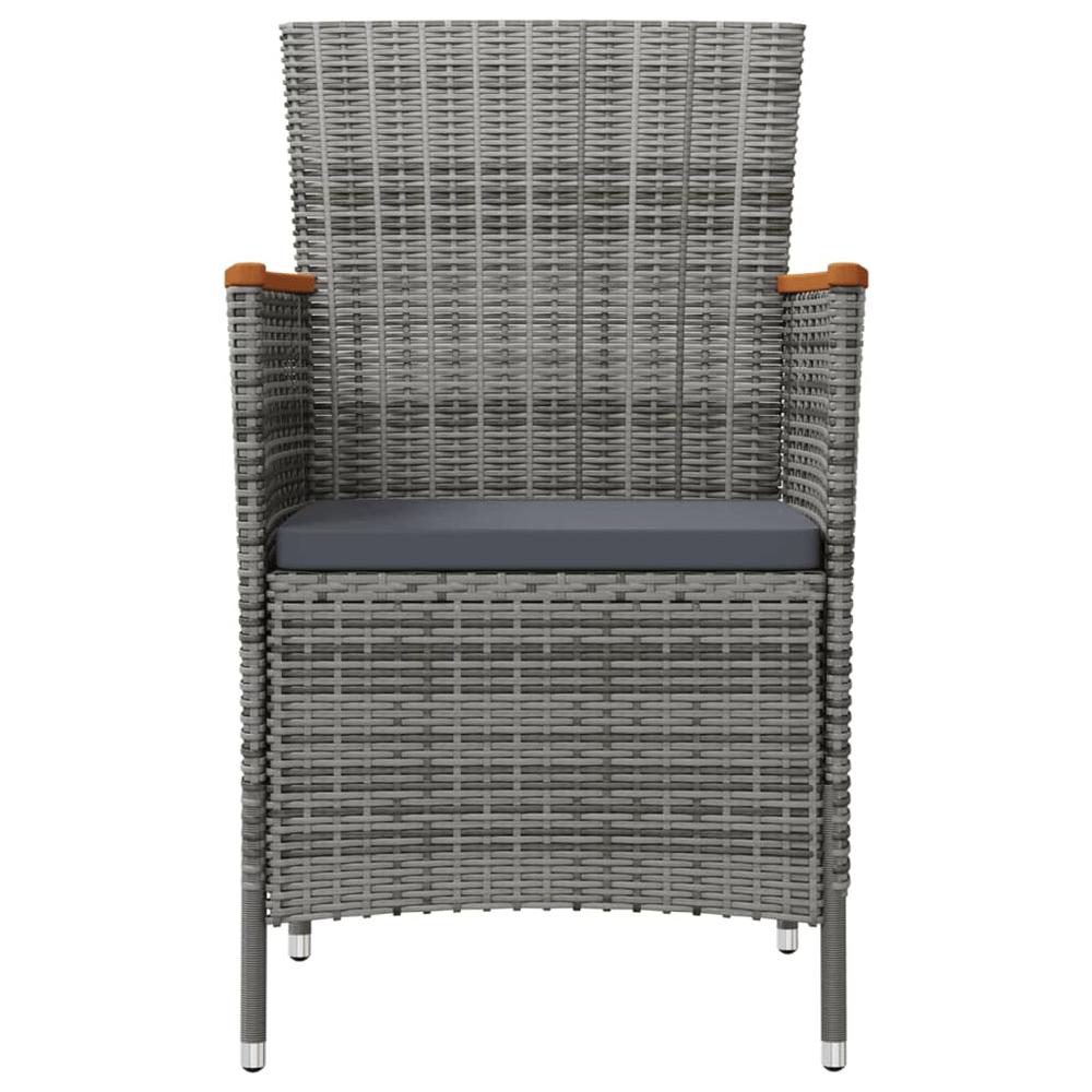 vidaXL Patio Dining Chairs 2 pcs Poly Rattan Gray. Picture 3
