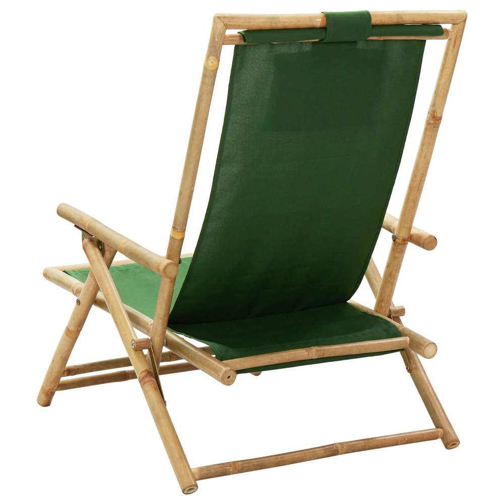 vidaXL Reclining Relaxing Chair Green Bamboo and Fabric. Picture 4