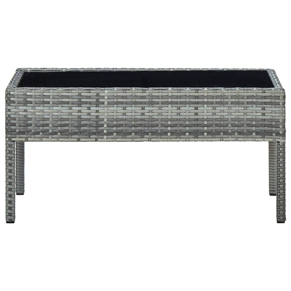 vidaXL Patio Table Gray 29.5"x15.7"x14.6" Poly Rattan. Picture 2