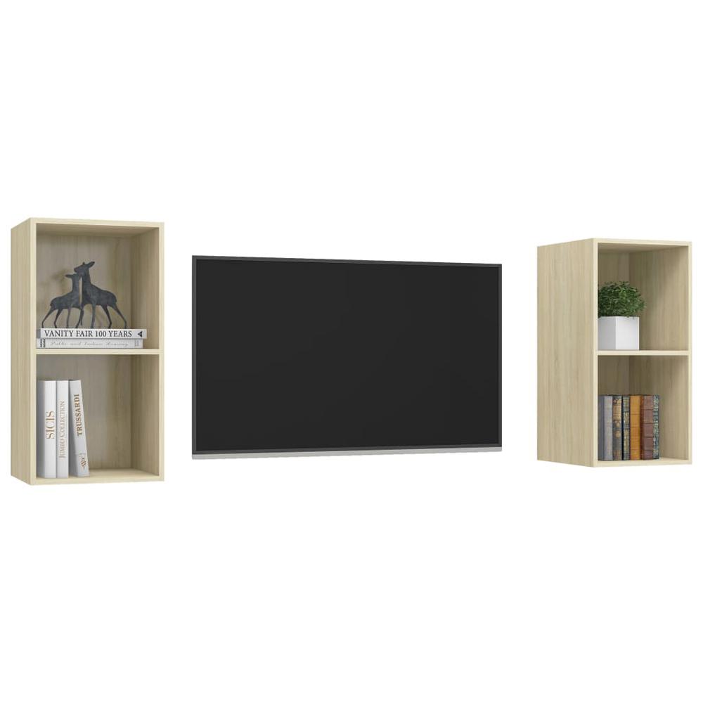 vidaXL Wall-mounted TV Cabinets 2 pcs Sonoma Oak Engineered Wood, 3079847. Picture 3