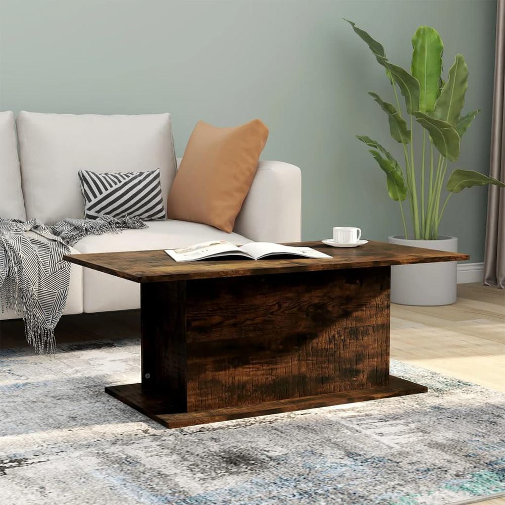 vidaXL Coffee Table Smoked Oak 40.2"x21.9"x15.7" Engineered Wood. Picture 1