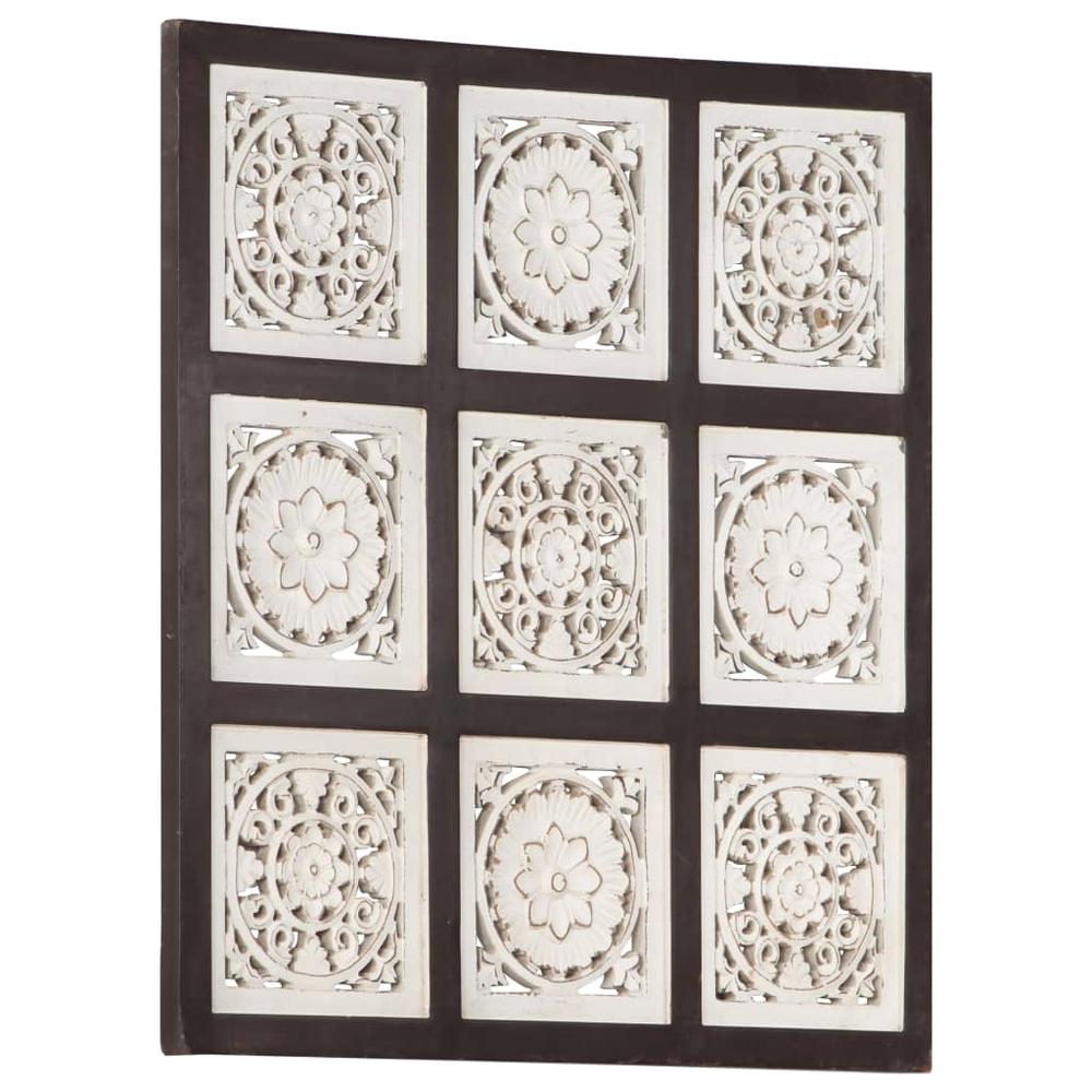 vidaXL Hand-Carved Wall Panel MDF 23.6"x23.6"x0.6" Brown and White. Picture 1