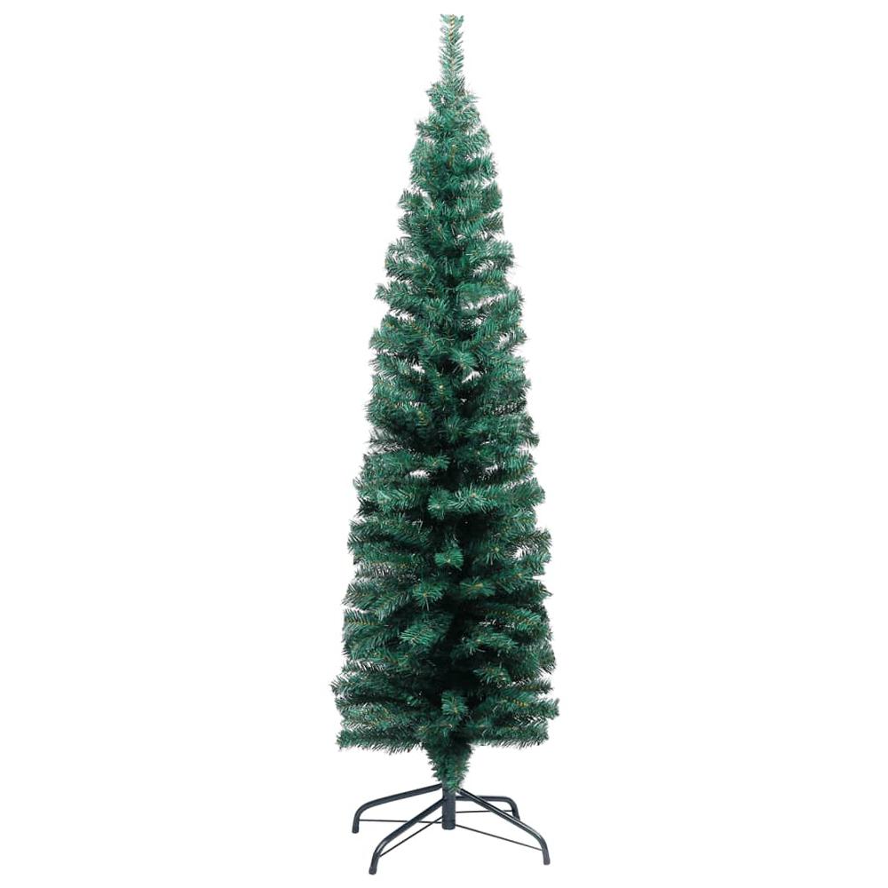 vidaXL Slim Artificial Christmas Tree with LEDs&Ball Set Green 47.2", 3077850. Picture 3
