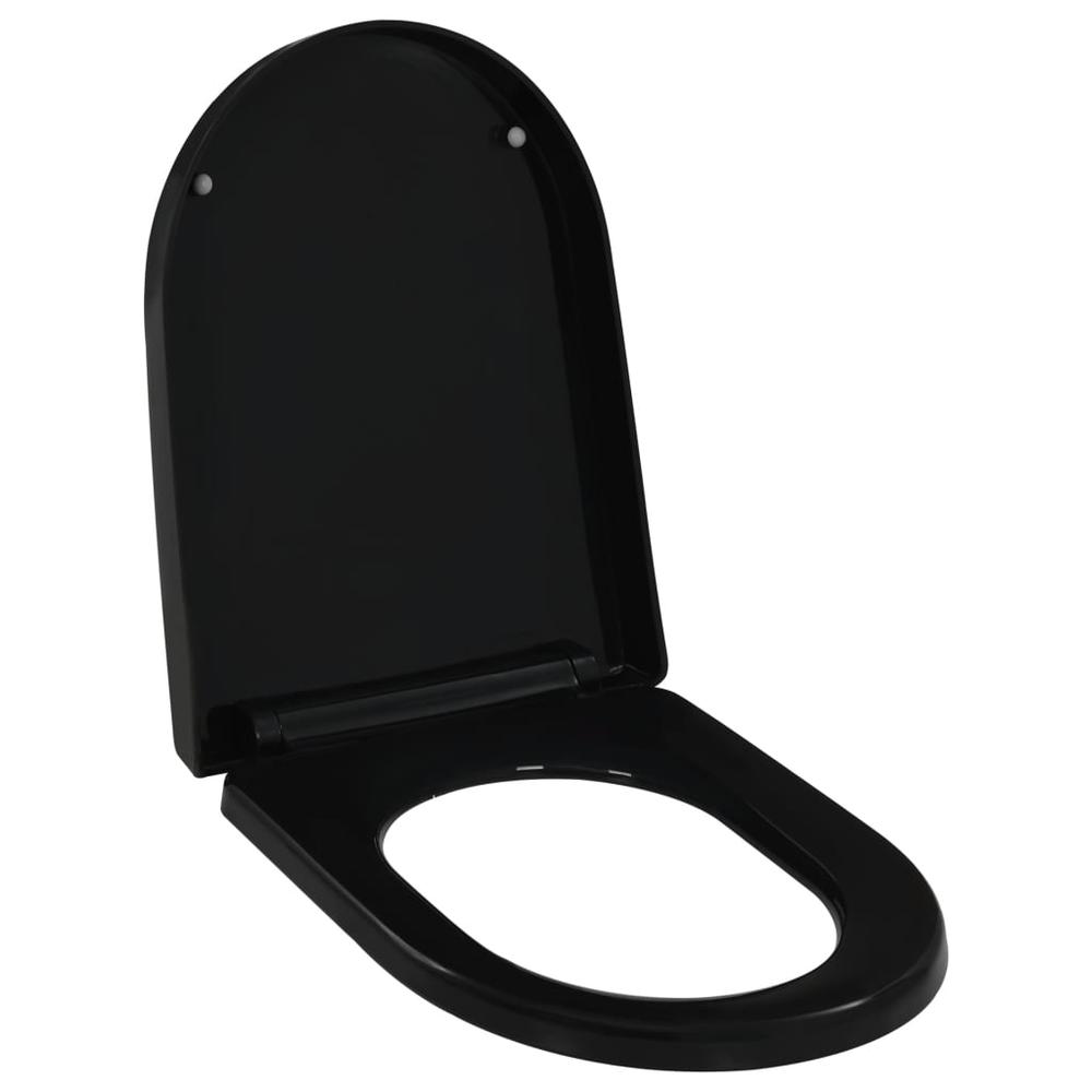 vidaXL Soft-close Toilet Seat with Quick-release Design Black, 145023. Picture 1