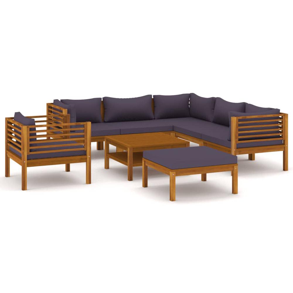 vidaXL 8 Piece Patio Lounge Set with Cushion Solid Acacia Wood, 3086907. Picture 2