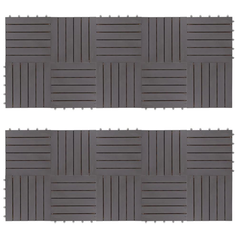 vidaXL Decking Tiles 20 pcs Gray Wash 11.8"x11.8" Solid Acacia Wood. Picture 1