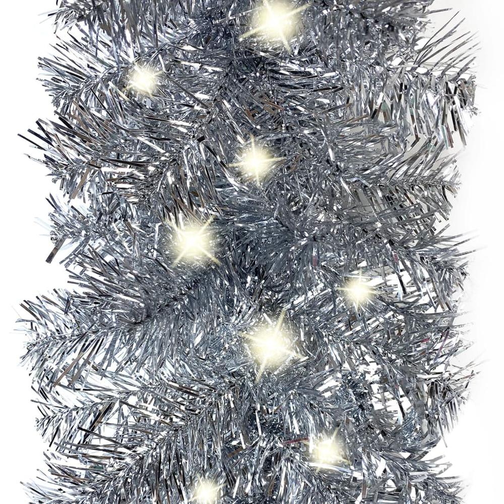 vidaXL Christmas Garland with LED Lights 393.7" Silver. Picture 3