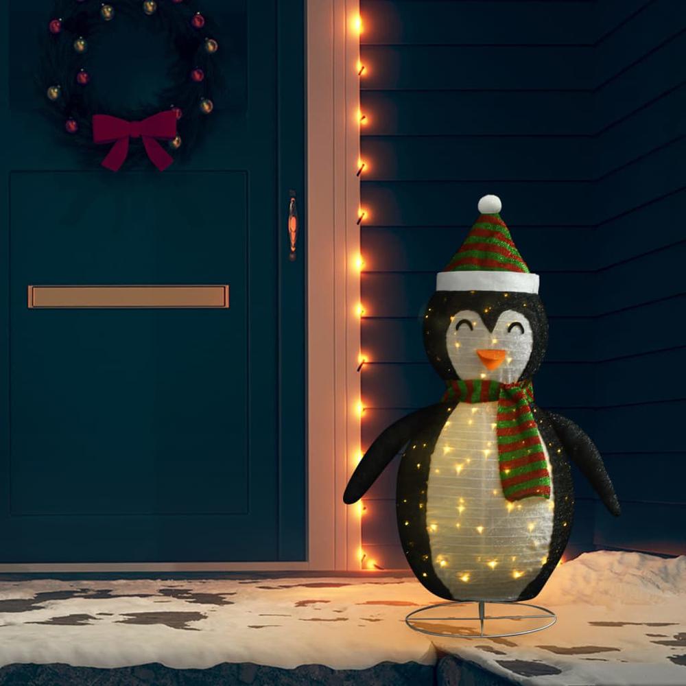 vidaXL Decorative Christmas Snow Penguin Figure LED Luxury Fabric 47.2". Picture 1