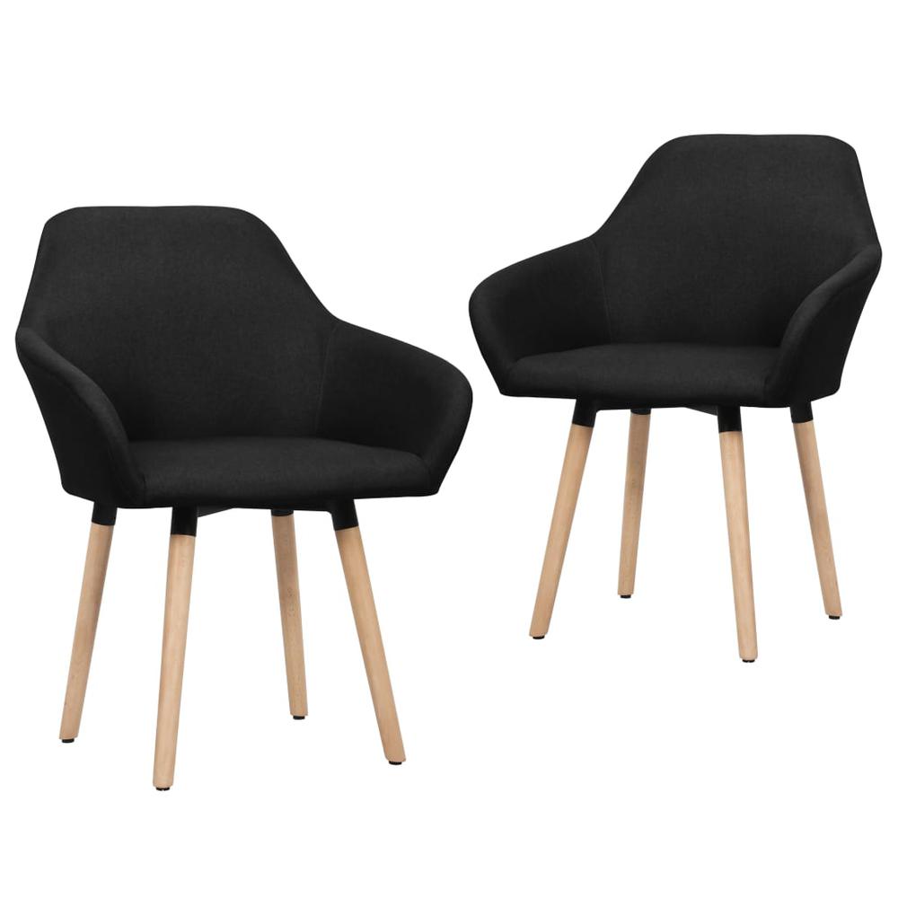 vidaXL Dining Chairs 2 pcs Black Fabric. Picture 1