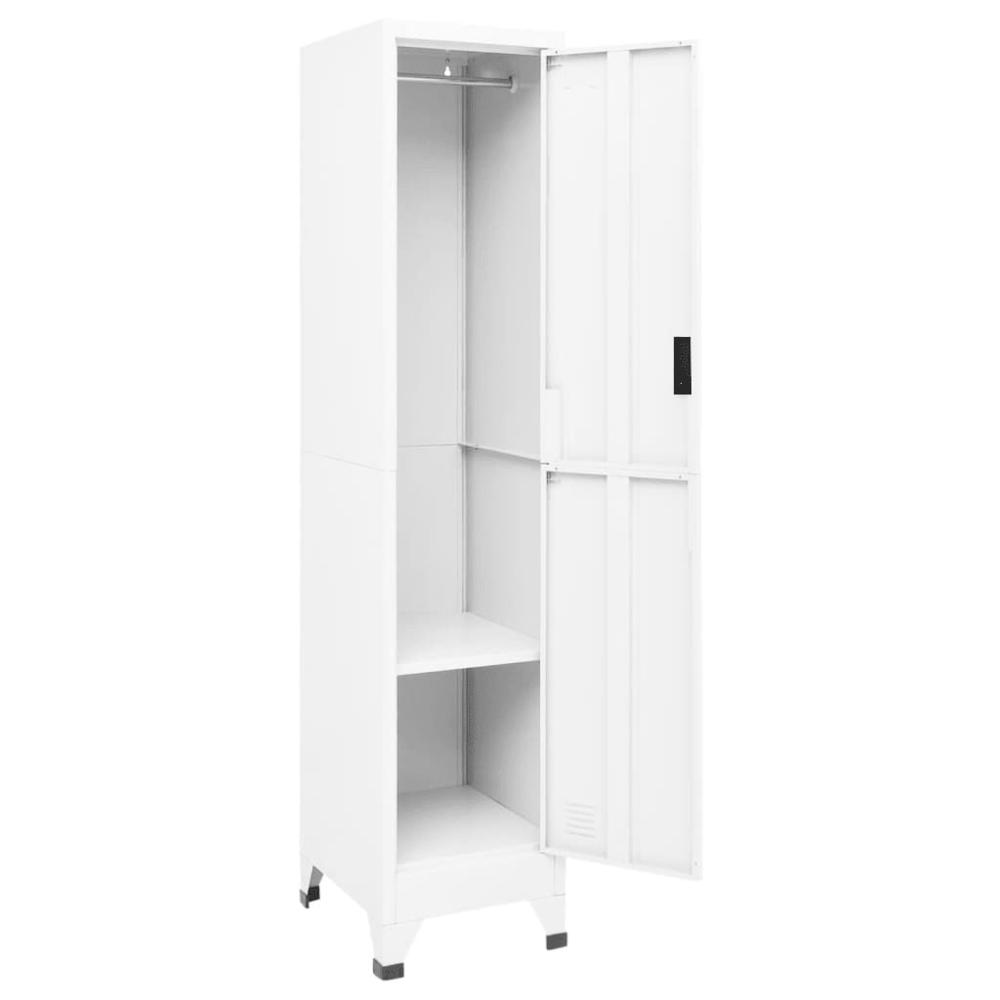 vidaXL Locker Cabinet White 15"x17.7"x70.9" Steel, 339772. Picture 3