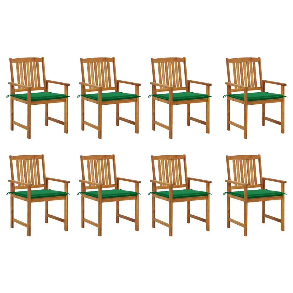 vidaXL Patio Chairs with Cushions 8 pcs Solid Acacia Wood, 3078171. Picture 1