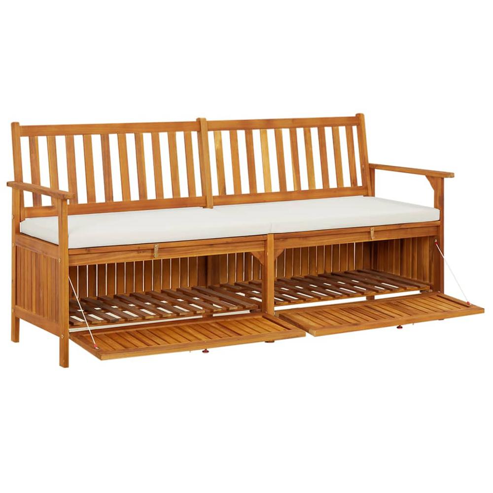 vidaXL Storage Bench with Cushion 66.9" Solid Wood Acacia, 316738. Picture 3