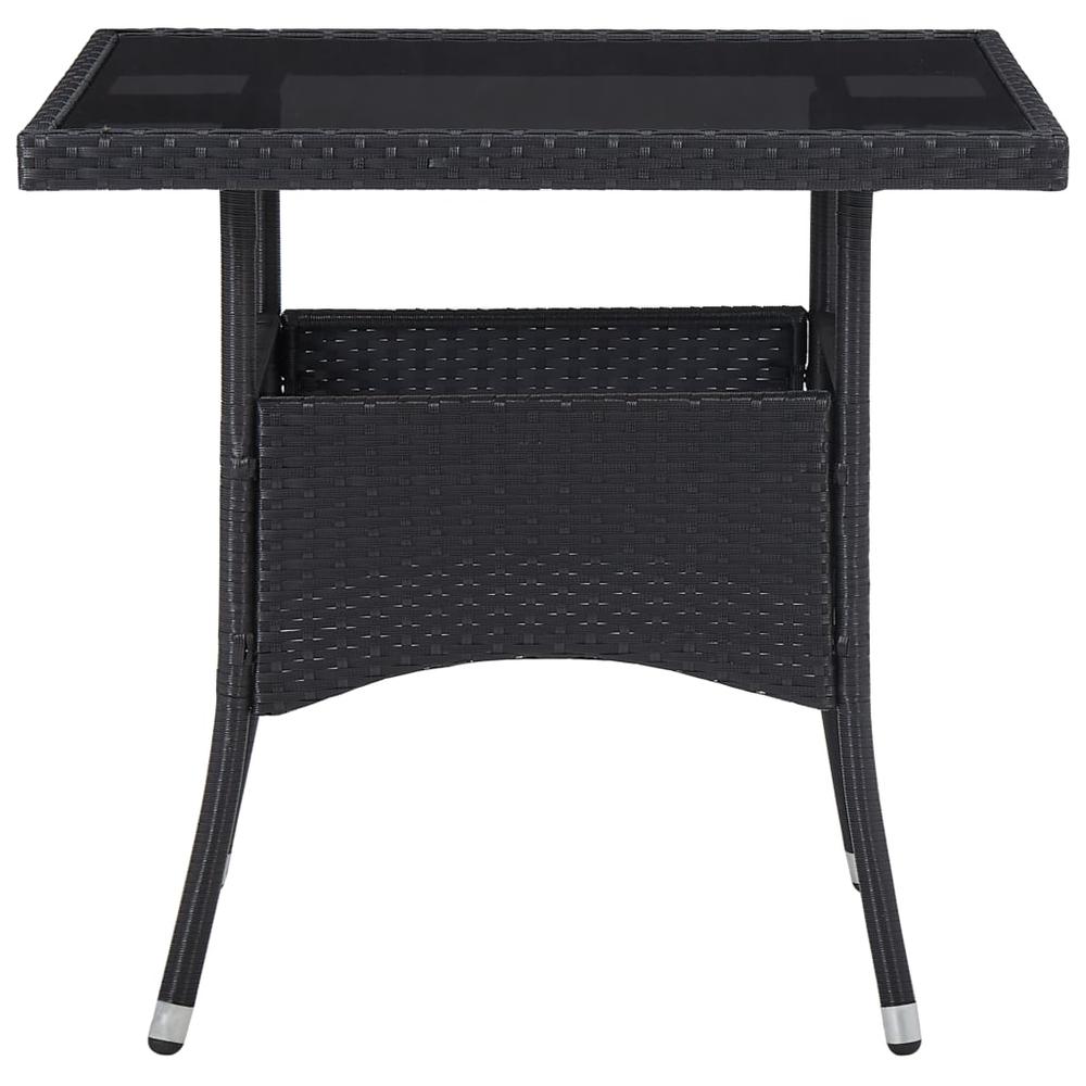 vidaXL Outdoor Dining Table Black Poly Rattan and Glass, 46177. Picture 2
