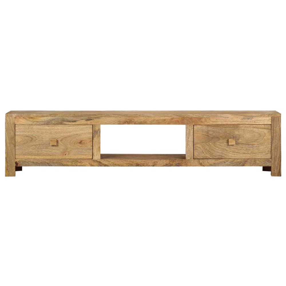 vidaXL TV Cabinet 55.1"x11.8"x12.6" Solid Mango Wood. Picture 2