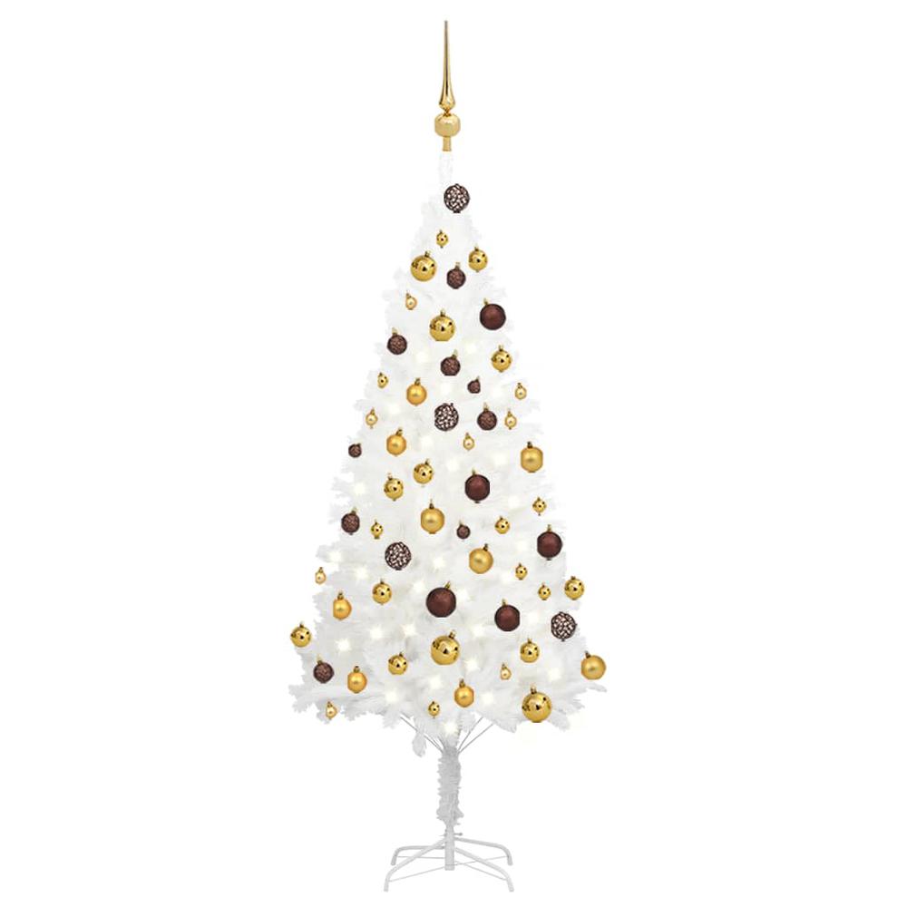 vidaXL Artificial Christmas Tree with LEDs&Ball Set White 47.2", 3077546. Picture 1