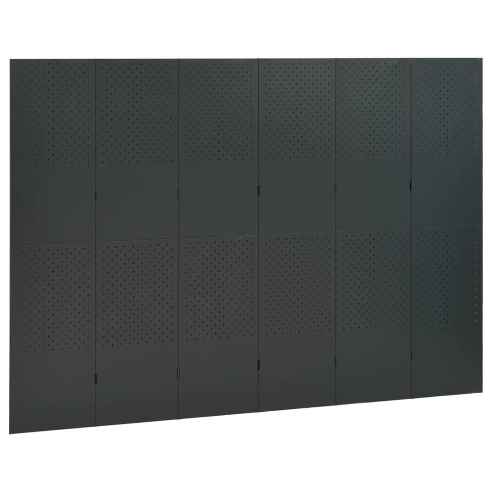 vidaXL 6-Panel Room Divider Anthracite 94.5"x70.9" Steel. Picture 3