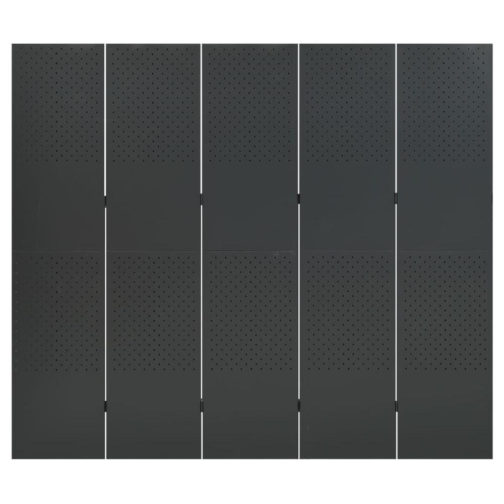 vidaXL 5-Panel Room Divider Anthracite 78.7"x70.9" Steel. Picture 2