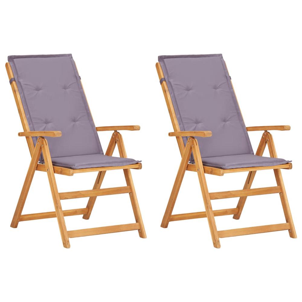 vidaXL Reclining Garden Chairs 2 pcs Brown Solid Acacia Wood, 45936. Picture 1