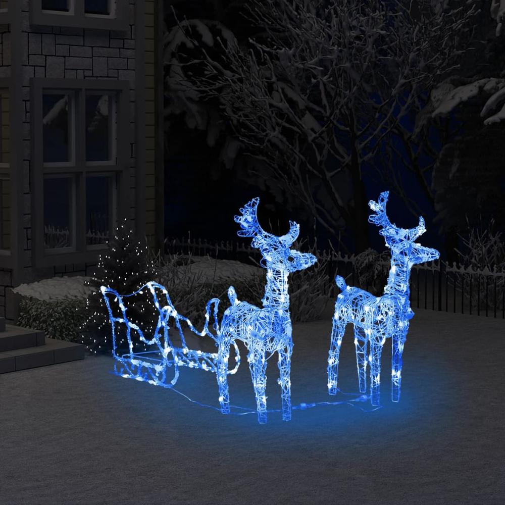 vidaXL Reindeers & Sleigh Christmas Decoration 160 LEDs 51.2" Acrylic, 328520. Picture 1