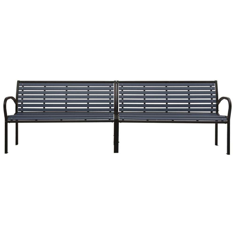 vidaXL Twin Patio Bench 98.8" Steel and WPC Black. Picture 3