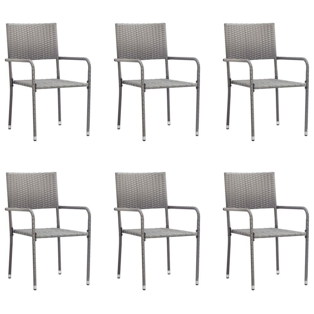 vidaXL Patio Dining Chairs 6 pcs Poly Rattan Anthracite. Picture 1