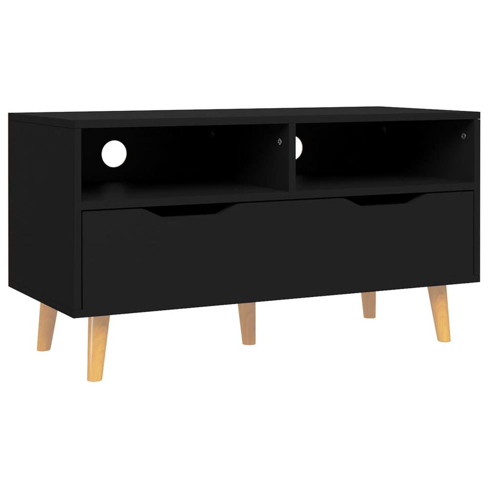 vidaXL TV Cabinet Black 35.4"x15.7"x19.1" Engineered Wood. Picture 2