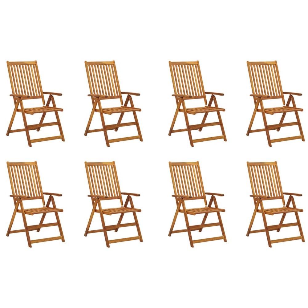 vidaXL Folding Patio Chairs with Cushions 8 pcs Solid Acacia Wood, 3075061. Picture 2