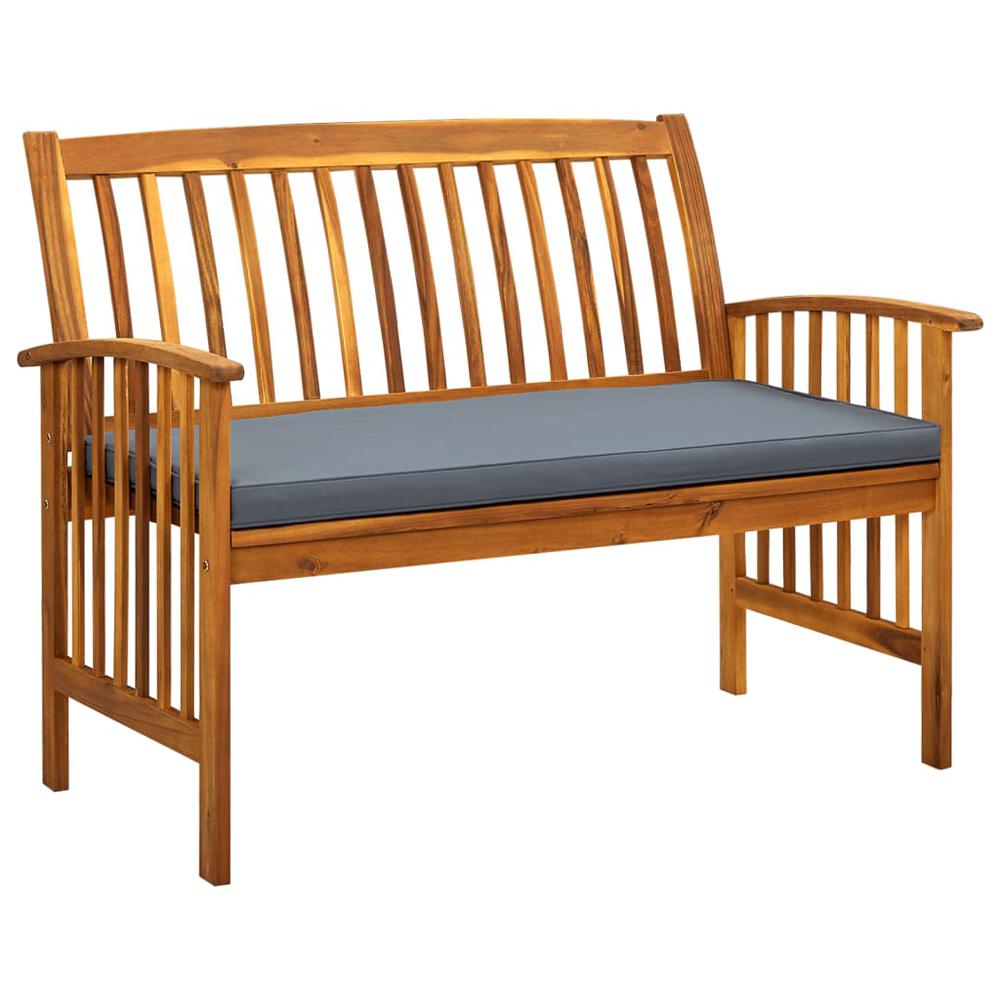 vidaXL Patio Bench with Cushion 46.9" Solid Acacia Wood, 312133. Picture 1