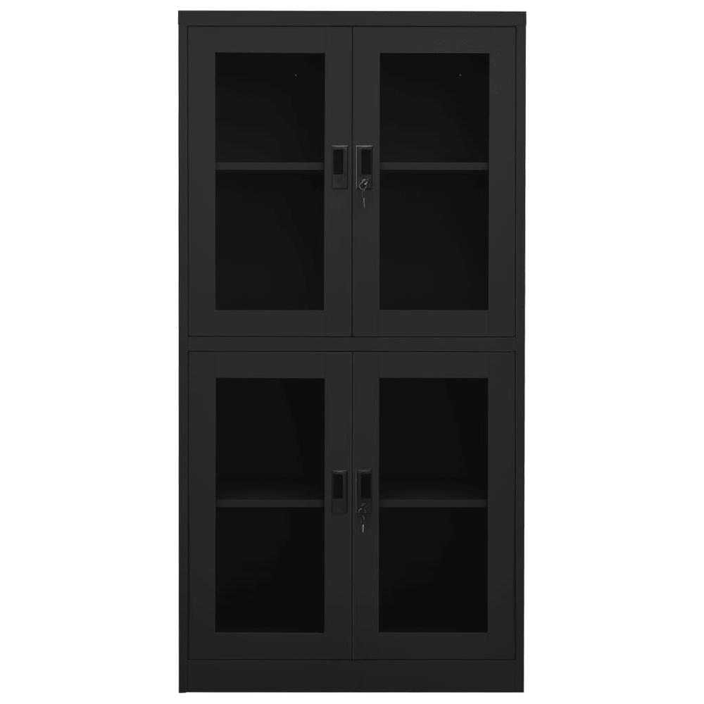 vidaXL Office Cabinet Anthracite 35.4"x15.7"x70.9" Steel and Tempered Glass, 335941. Picture 3