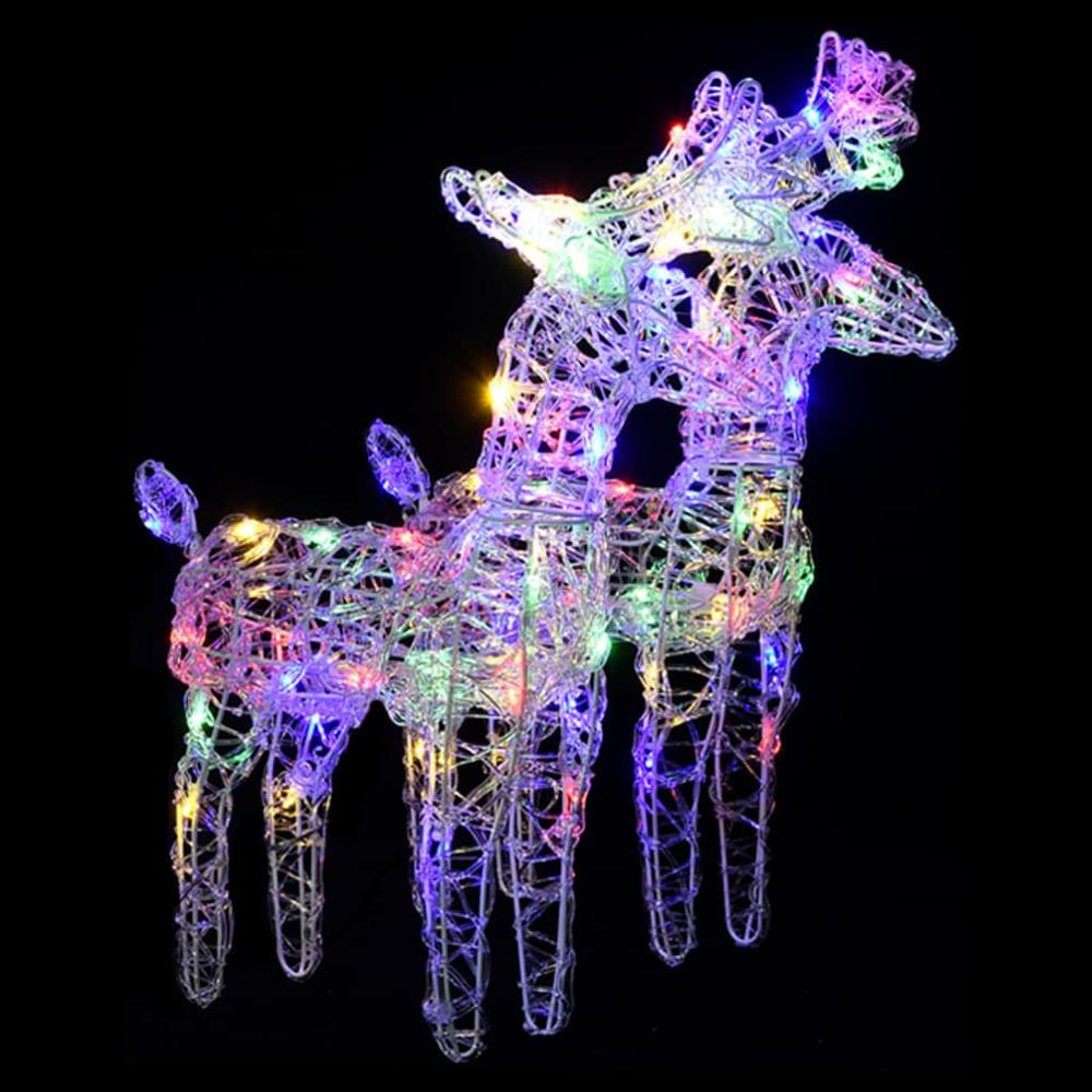 vidaXL Christmas Reindeers 2 pcs Multicolor 80 LEDs Acrylic. Picture 2