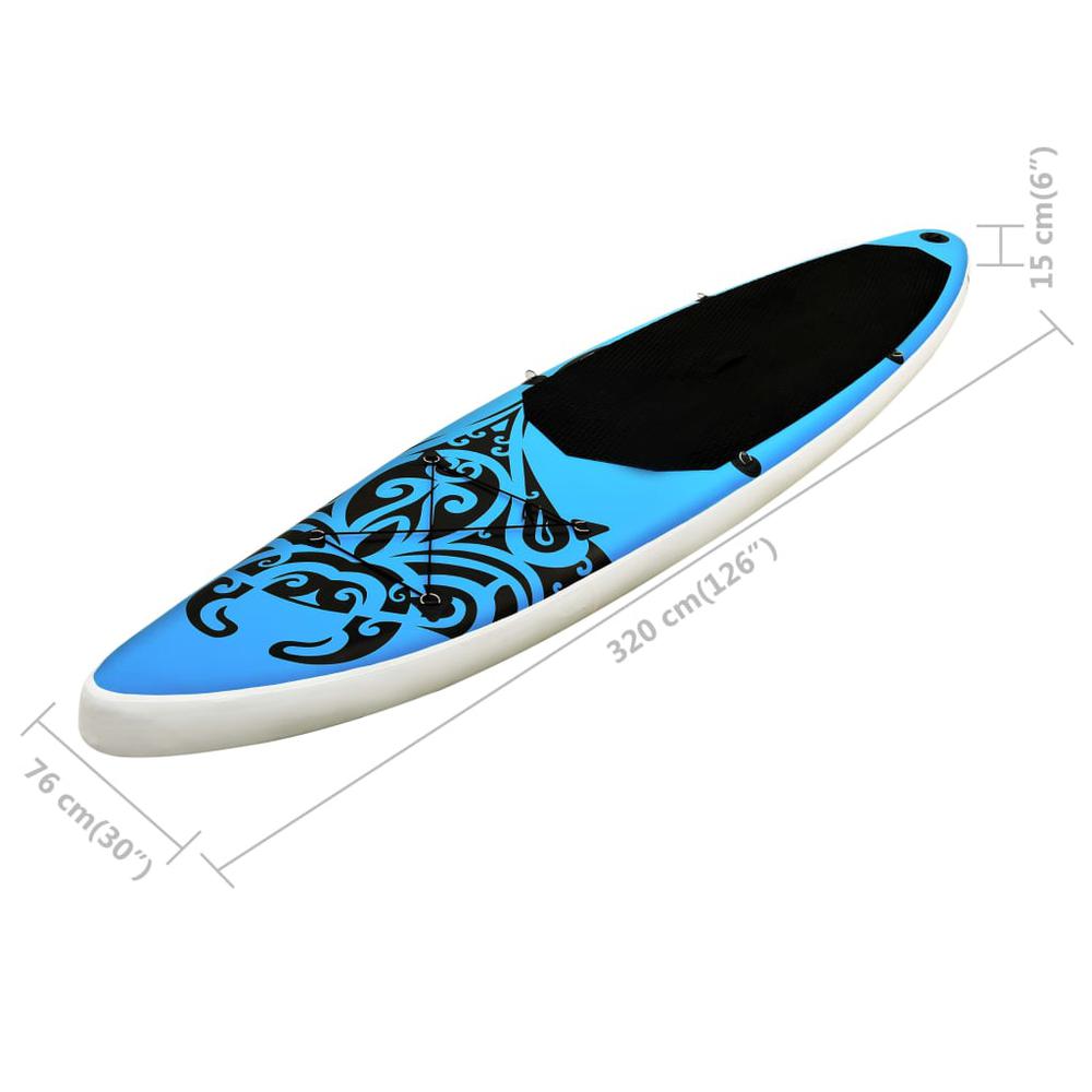 vidaXL Inflatable Stand Up Paddleboard Set 126"x29.9"x5.9" Blue 2738. Picture 11