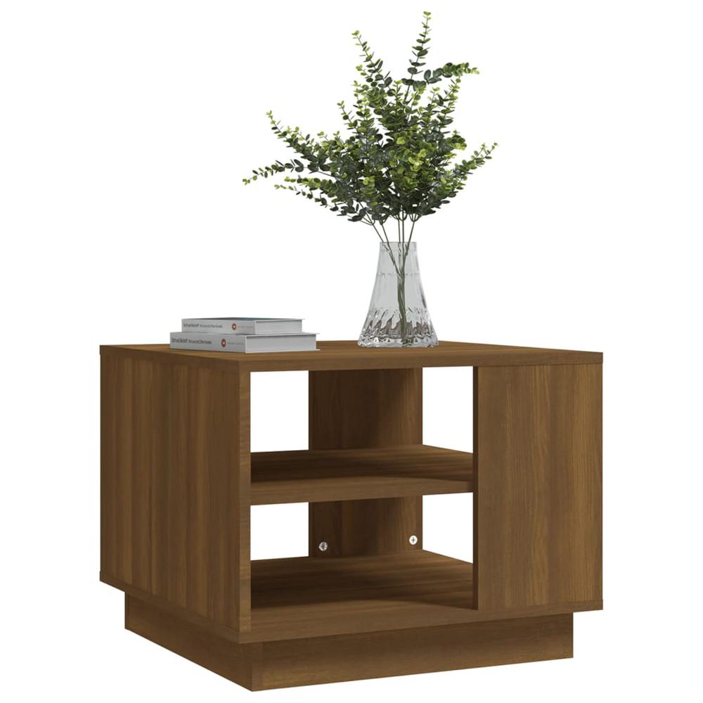 vidaXL Coffee Table Brown Oak 21.7"x21.7"x16.9" Engineered Wood. Picture 4