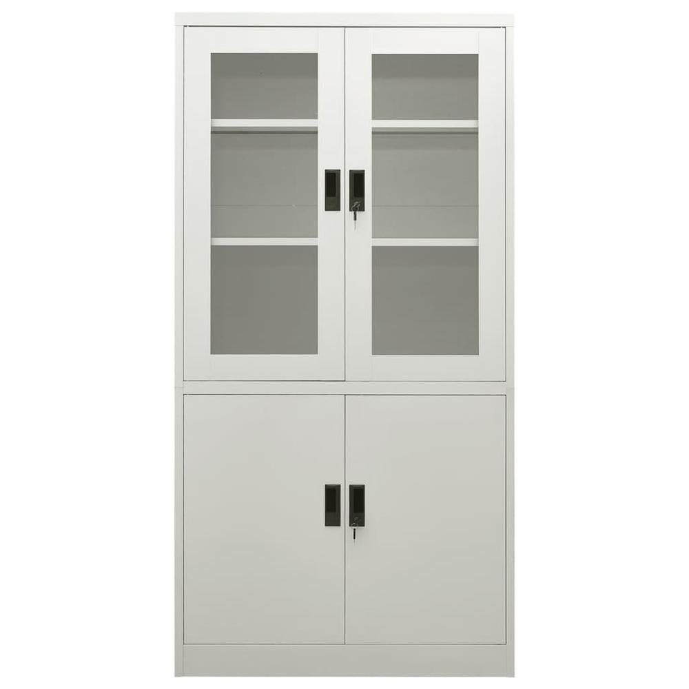 vidaXL Office Cabinet Light Gray 35.4"x15.7"x70.9" Steel, 335947. Picture 2