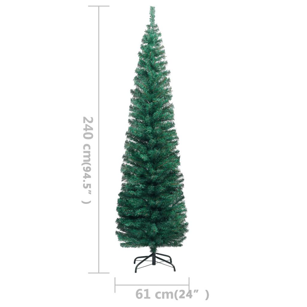 vidaXL Slim Artificial Christmas Tree with LEDs&Ball Set Green 94.5", 3077854. Picture 11