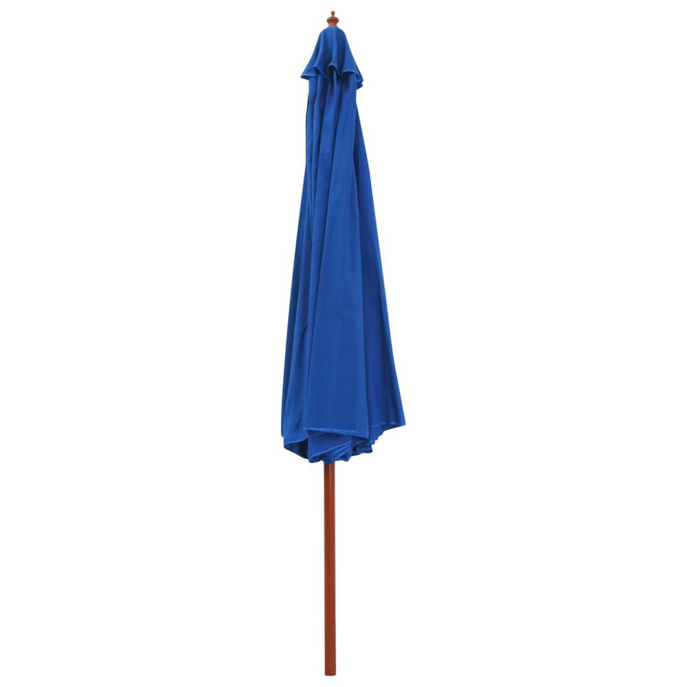 vidaXL Outdoor Parasol with Wooden Pole 137.8" Blue. Picture 2