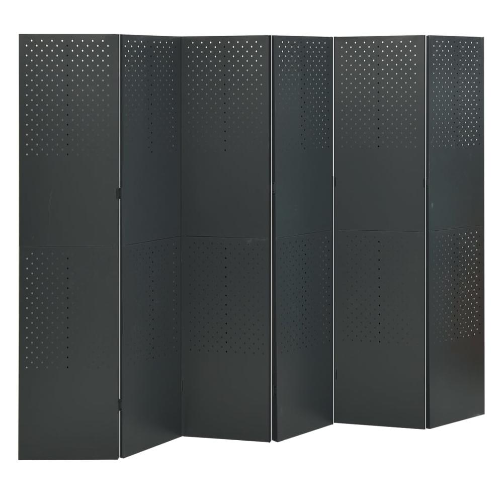 vidaXL 6-Panel Room Divider Anthracite 94.5"x70.9" Steel. Picture 1