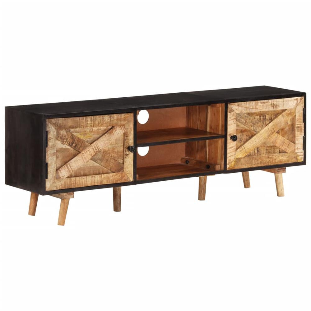 vidaXL TV Cabinet 55.1"x11.8"x18.1" Rough Mango Wood and Solid Acacia Wood. Picture 12