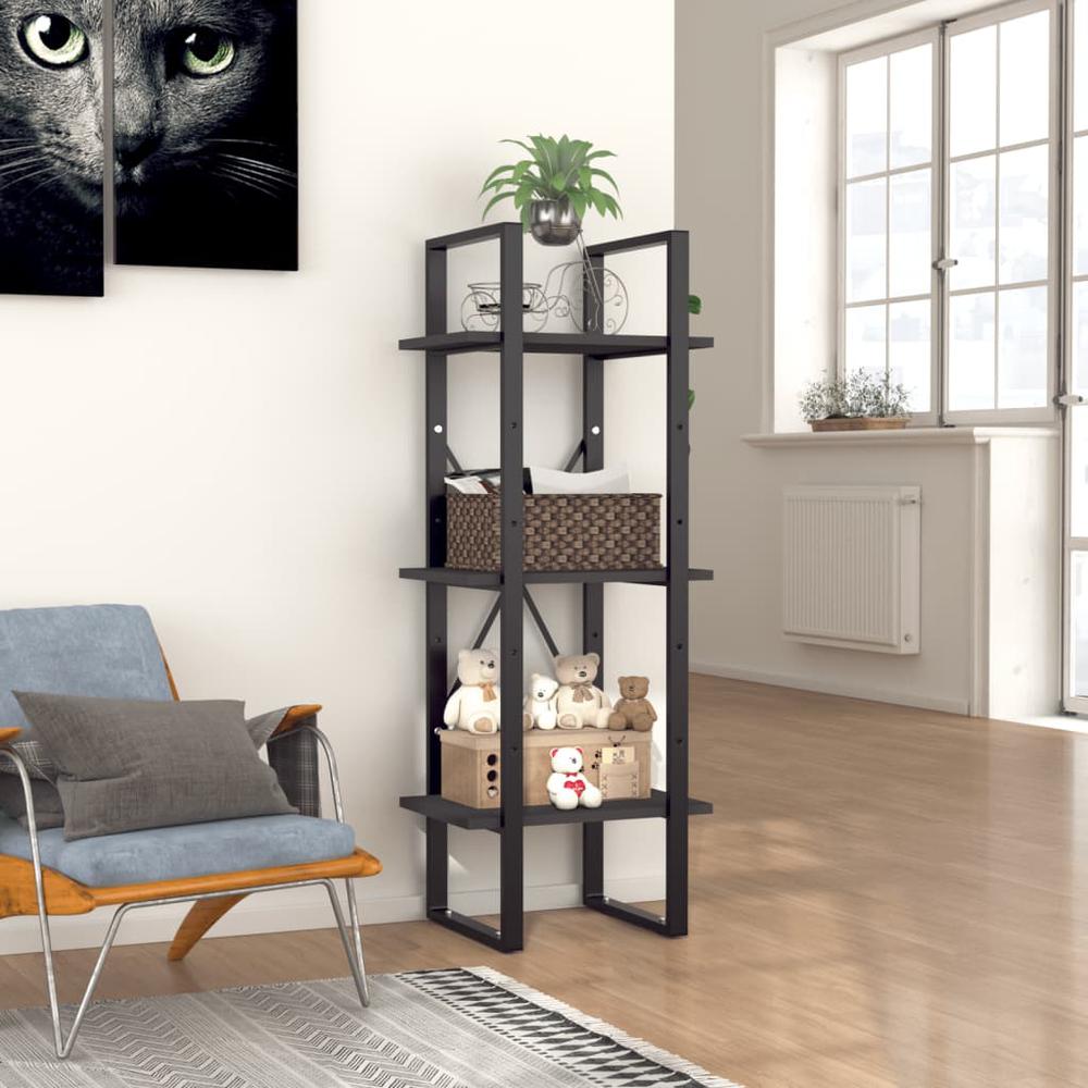 vidaXL 3-Tier Book Cabinet Gray 15.7"x11.8"x41.3" Engineered Wood. Picture 1