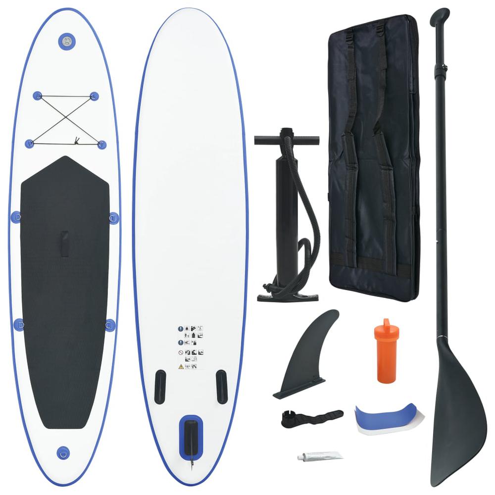 vidaXL Stand Up Paddle Board Set SUP Surfboard Inflatable Blue and White, 92204. Picture 1