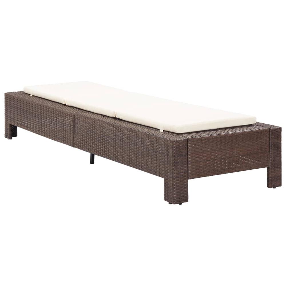 vidaXL Sunbed with Cushion Brown Poly Rattan, 46235. Picture 2