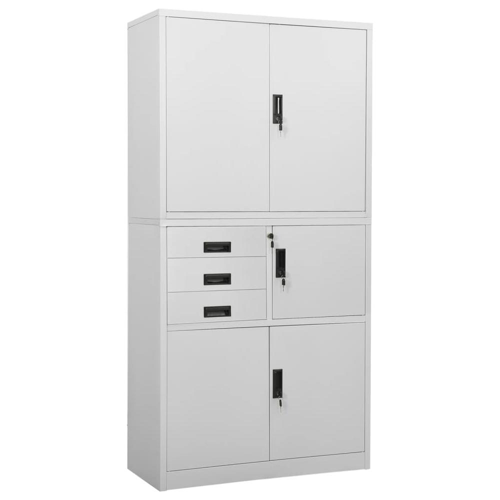 vidaXL Office Cabinet Light Gray 35.4"x15.7"x70.9" Steel, 336414. Picture 1