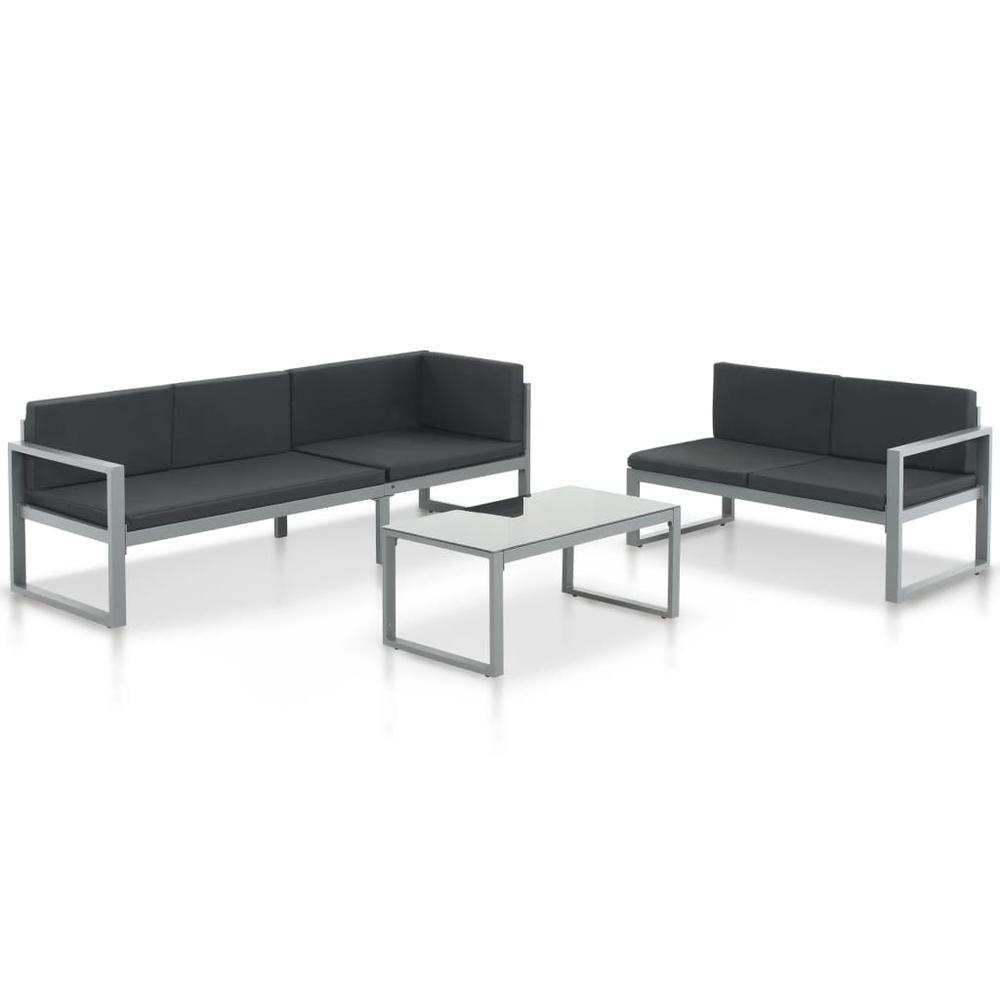 vidaXL 3 Piece Garden Lounge Set with Cushions Aluminum Black. Picture 1
